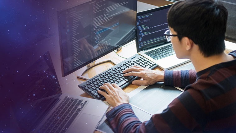 man working at a computer