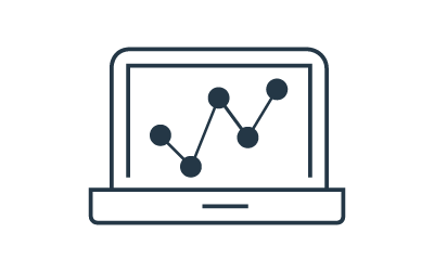 Laptop with data graph.